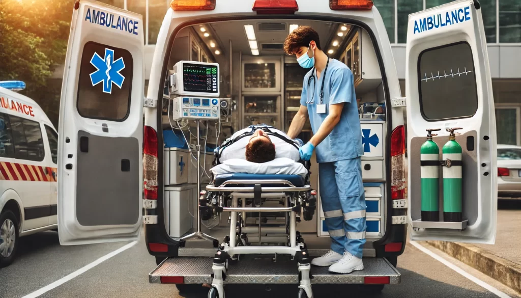 Özel ambulans içindeki tıbbi ekipmanlar, hasta taşımak için gereken tüm cihazlarla donatılmıştır.